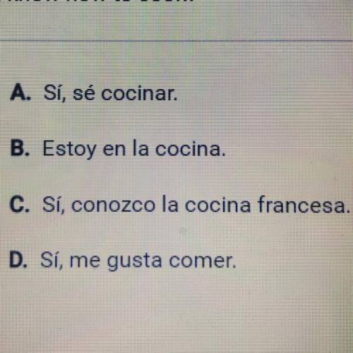 Conteste la siguiente pregunta en español.
Do you know how to cook?