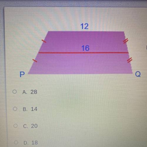 Find the length of base PQ in the trapezoid.