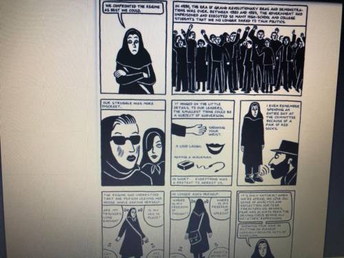 In Persepolis 2, the author mostly uses speech bubbles to—

A.) Narrate the story.
B.) Explain Ira