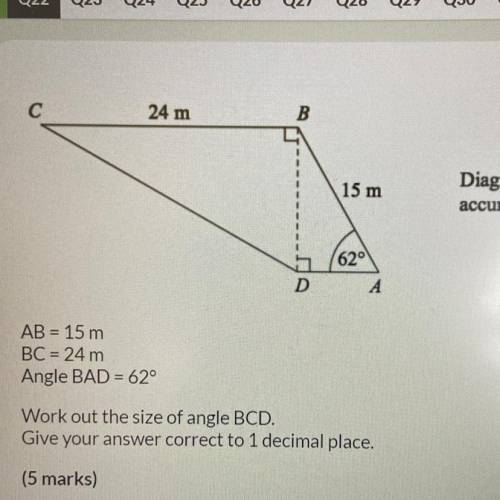 Work out the size of angle BCD