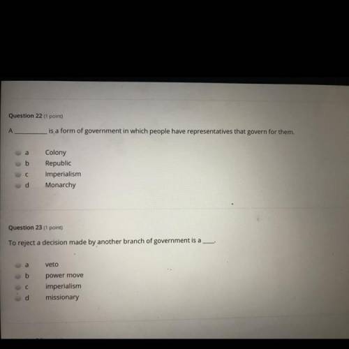 Need help on question 22 and 23 , ill give extra points