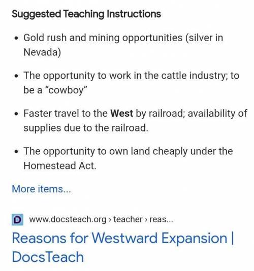 What are some reasons people moved to the west​