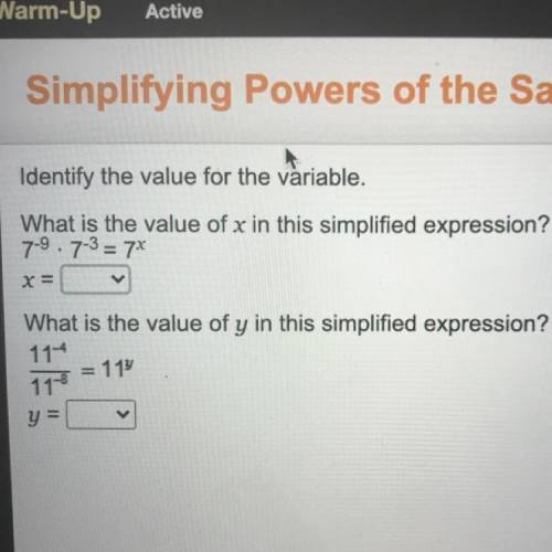 Identify the value for the variable.

What is the value of x in this simplified expression?
7-9.7-