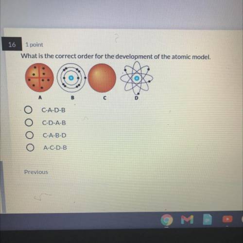 What is the correct order for the development of the atomic model?