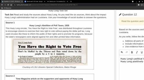 Based on the sources and your knowledge of social studies, analyze Huey Long’s political legacy on