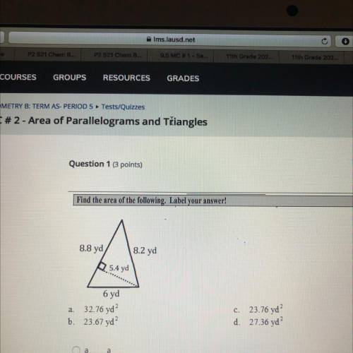 Find the area of the following label your answer