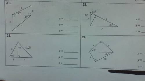 Can anyone help me with these special right triangles? 45, 45, 90 and 30, 60, 90?