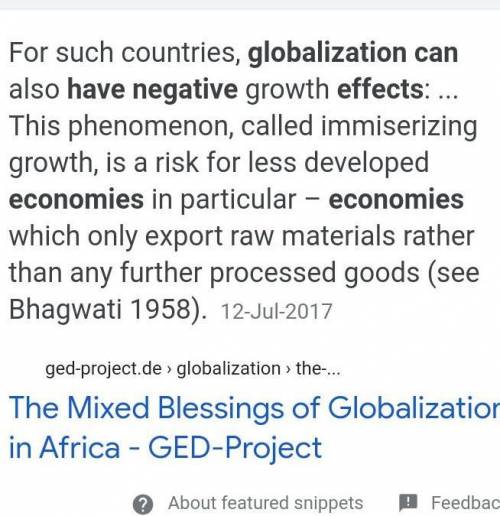 PLEASE HELP ASAP Why is it possible that globalization will have a negative effect on Africa's econo
