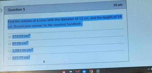 I need to find the volume of a cone in this word problem ​