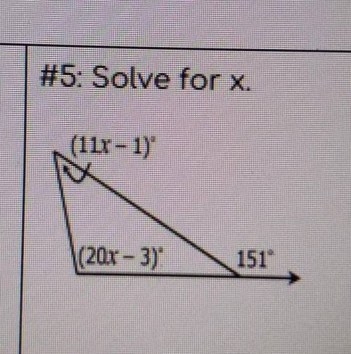 Hello!!! If anyone could help me solve for x (showed in attached picture), that would be much appre