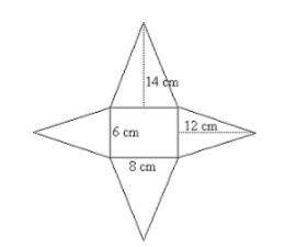 What is the total surface area of the net of the rectangular pyramid shown below?