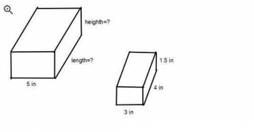 If the volume of the larger figure is 12500 in3

what ratio would you use in your proportion 
to f