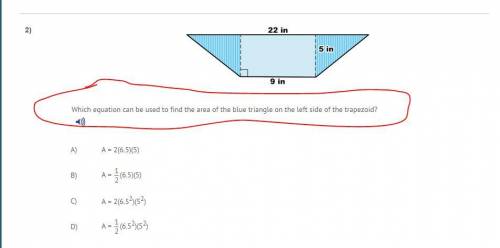 Which can be used to find the area of the blue triangle on the left side of the trapezoid?