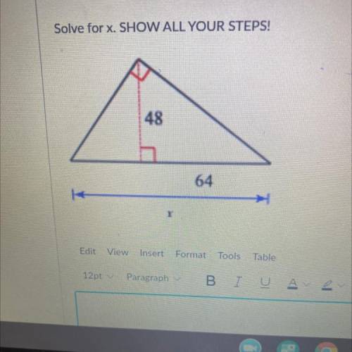 Solve for x show all your steps