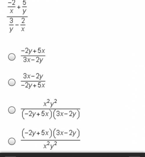 Which expression is equivalent to the following complex fraction?

StartFraction negative 2 Over x