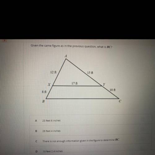 Given the same figure as in the previous question, what is BC?