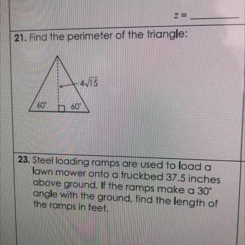 HELP PLZ 
21. Find the perimeter of the triangle:
2
A
4715