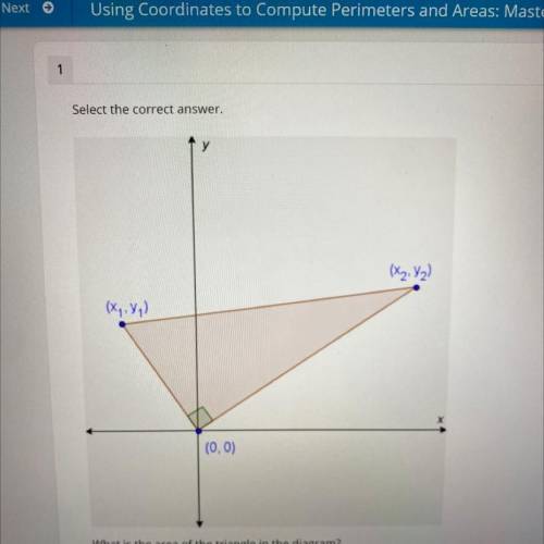 Select the correct answer.

(X. 42)
(x, y)
M
(0,0)
What is the area of the triangle in the diagram
