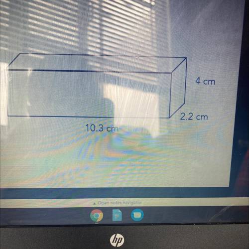 A rectangular prism and its dimensions are shown in the image. What is the total surface area of th