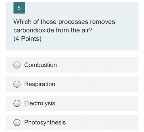 Which of these processes removes carbondioxide from the air?