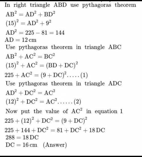 Triangle AB is 15 BD 9 what is area ABC