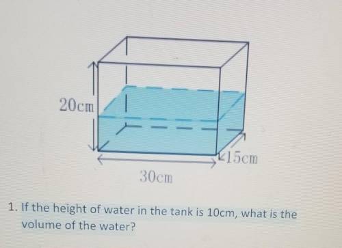 If the height of water in the tank is 10cm what is the volume of the water​