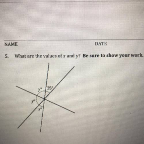5. What are the values of x and y? Be sure to show your work.
helpppp plz hurry
