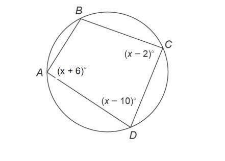 Quadrilateral ABCD is inscribed in a circle. Find the measure of each of the angles of the quadrila