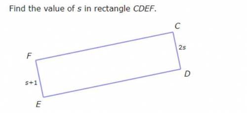 Find the value of s in rectangle