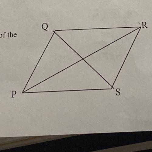 If PR = 5x – 3 and QS = 3x – 5 and QS == PR, what are the length of the
diagonals?