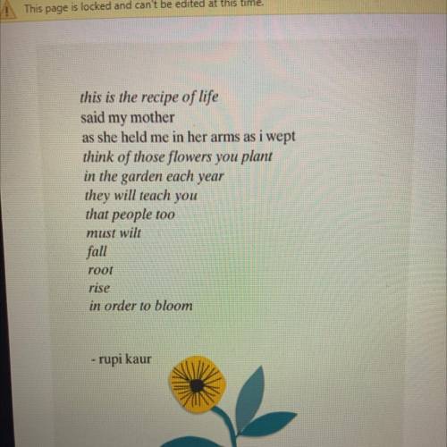 TDA: what artistic choice does rupi kaur make that develop the theme of the poem? you should have a