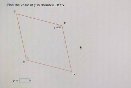 Find the value of y in rhombus DEFG.​