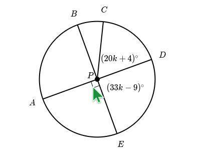PLZZZ HELPPP 50 points

In the figure below, AD and BE are diameters of circle P.What is the arc m