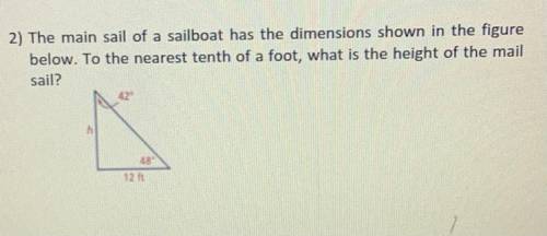 The main sail of a sailboat has the dimensions shown in the figure below. To the nearest tenth of a