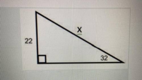 What is the length of the Hypotenuse? round to the nearest tenth.

A. 11.7
B. 25.9
C. 35.2
D. 41.5