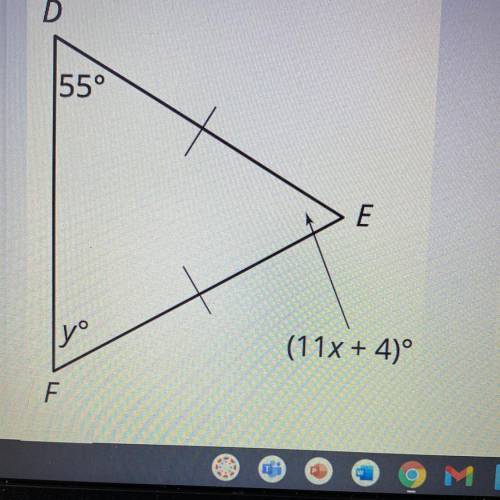 Determine the value of X, and the measure of angle E