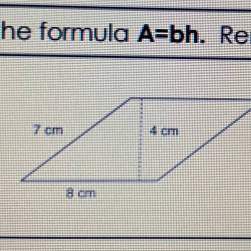 Find the area of the parallelogram
in the pic.