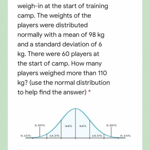 PLEASE HELP! The AHS football team did a

weigh-in at the start of training
camp. The weights of t