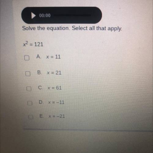 Solve the equation. Select all that apply.