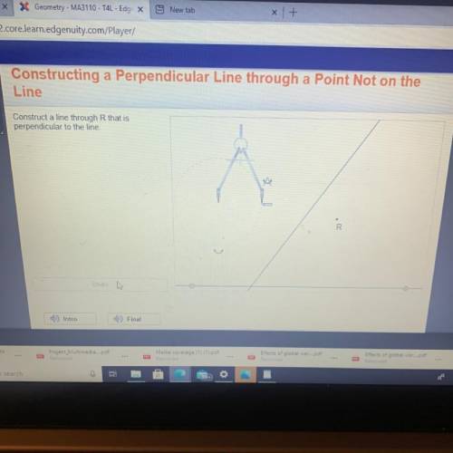 Constructing a Perpendicular Line through a Point Not on the Line

———————————————-
Construct a li