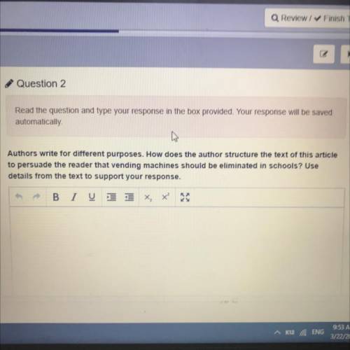 Read the question and type your response in the box provided. Your response will be saved

automat