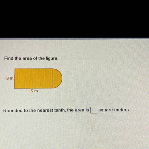 Find the area of the figure 8 cm and 15 cm rounded to the nearest tenth