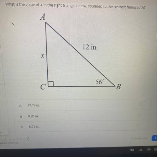 What is the value of x in the right triangle below