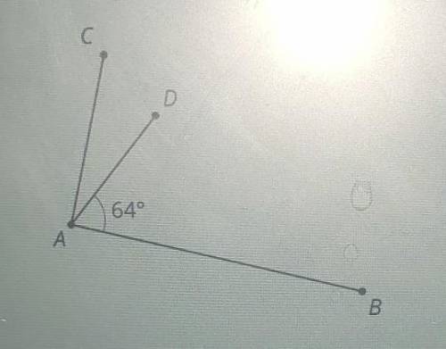 3. Angle BAC is a right angle. Find the measure of angle CAD. 64° А Bshow work​