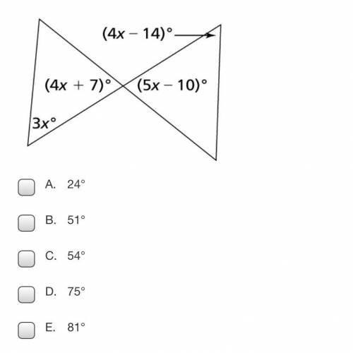 choose each angle measure that is one of the angles of these similar triangles. select all that app