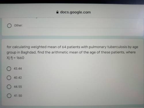 for calculating weighted mean of 64 patients with pulmonary tuberculosis by age group in Baghdad, f