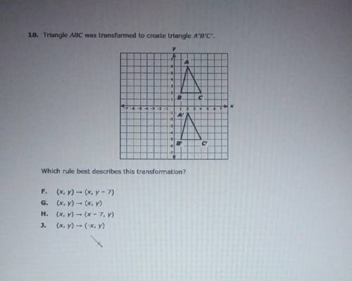 PLEASE HELP ME AS SOON AS POSSIBLE

10. Triangle ABC was transformed to create triangle A'B'C