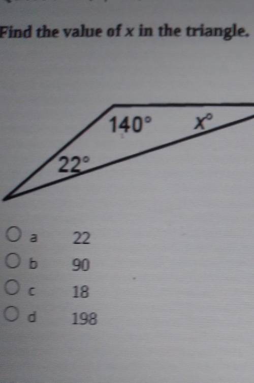 Find the value of x in the triangle ​