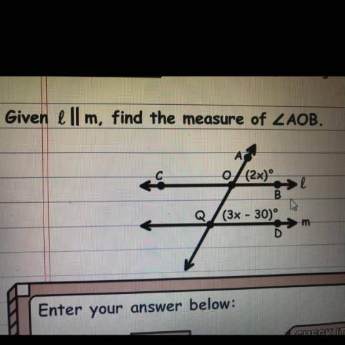 What is the measure of aob? Angle aob and oqd are corresponding