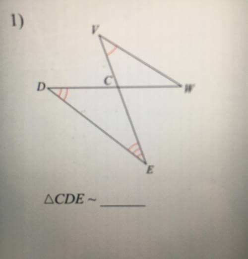 State if the triangles are similar. If so, state how you know they are similar and complete the sim